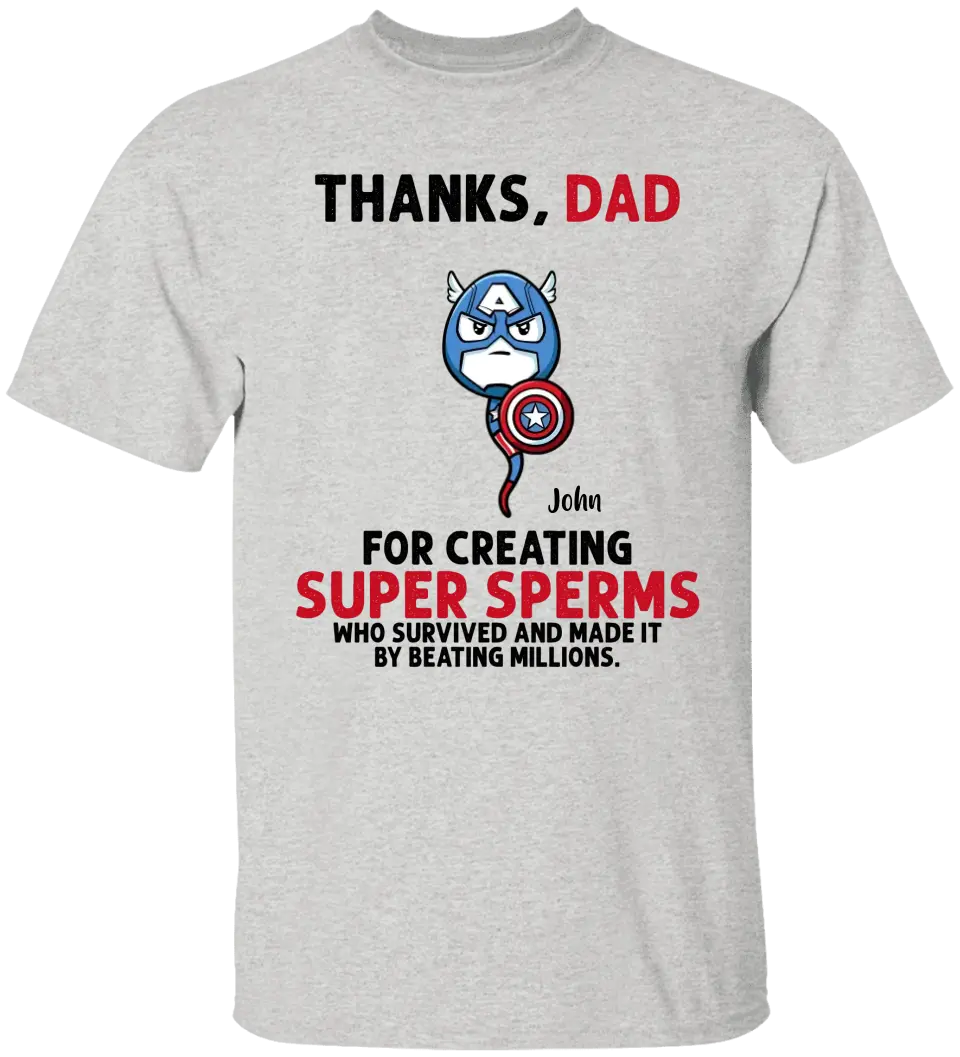 AV1- Thanks Dad Superheroes Personalized T Shirt, Gift For Father, Dad, Daddy, Father’s Day