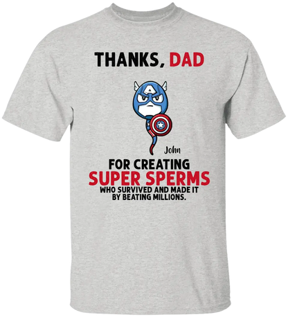 AV1- Thanks Dad Superheroes Personalized T Shirt, Gift For Father, Dad, Daddy, Father’s Day