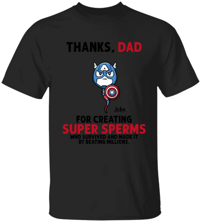 AV1- Thanks Dad Superheroes Personalized T Shirt, Gift For Father, Dad, Daddy, Father’s Day