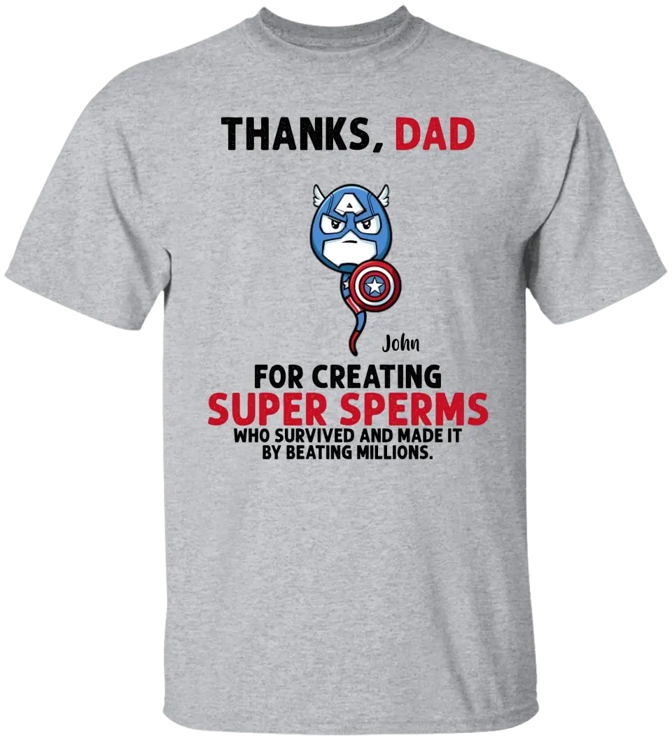 AV1- Thanks Dad Superheroes Personalized T Shirt, Gift For Father, Dad, Daddy, Father’s Day