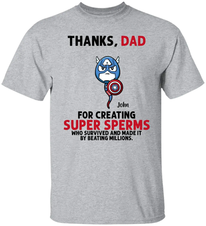 AV1- Thanks Dad Superheroes Personalized T Shirt, Gift For Father, Dad, Daddy, Father’s Day