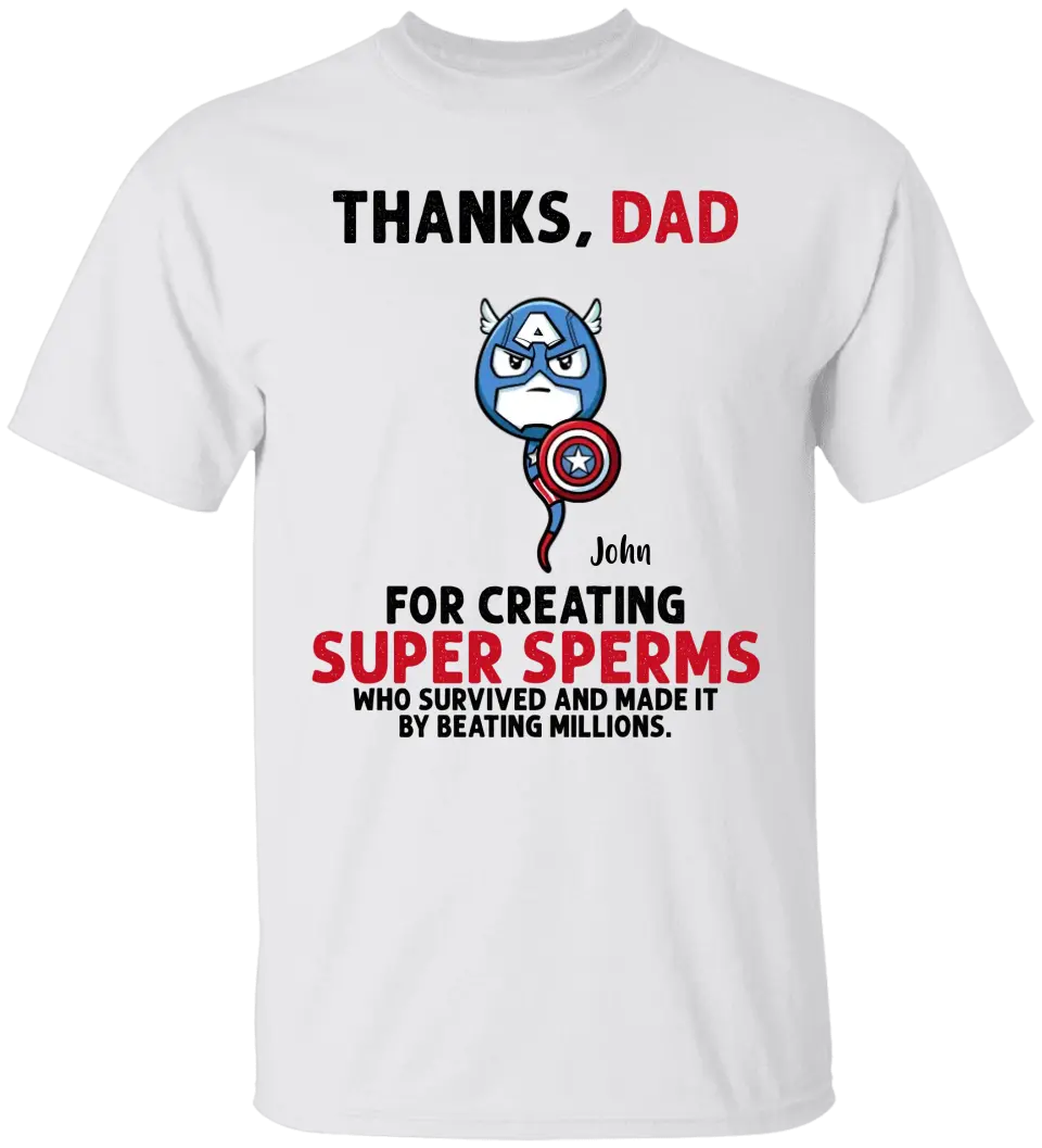 AV1- Thanks Dad Superheroes Personalized T Shirt, Gift For Father, Dad, Daddy, Father’s Day