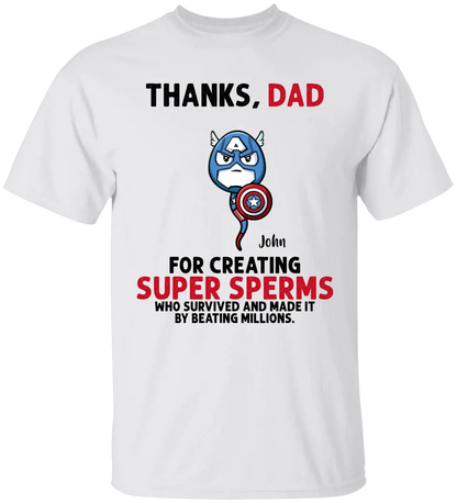 AV1- Thanks Dad Superheroes Personalized T Shirt, Gift For Father, Dad, Daddy, Father’s Day