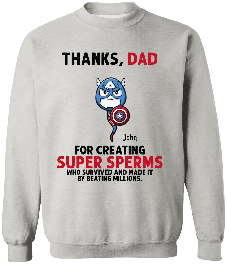 AV1- Thanks Dad Superheroes Personalized T Shirt, Gift For Father, Dad, Daddy, Father’s Day