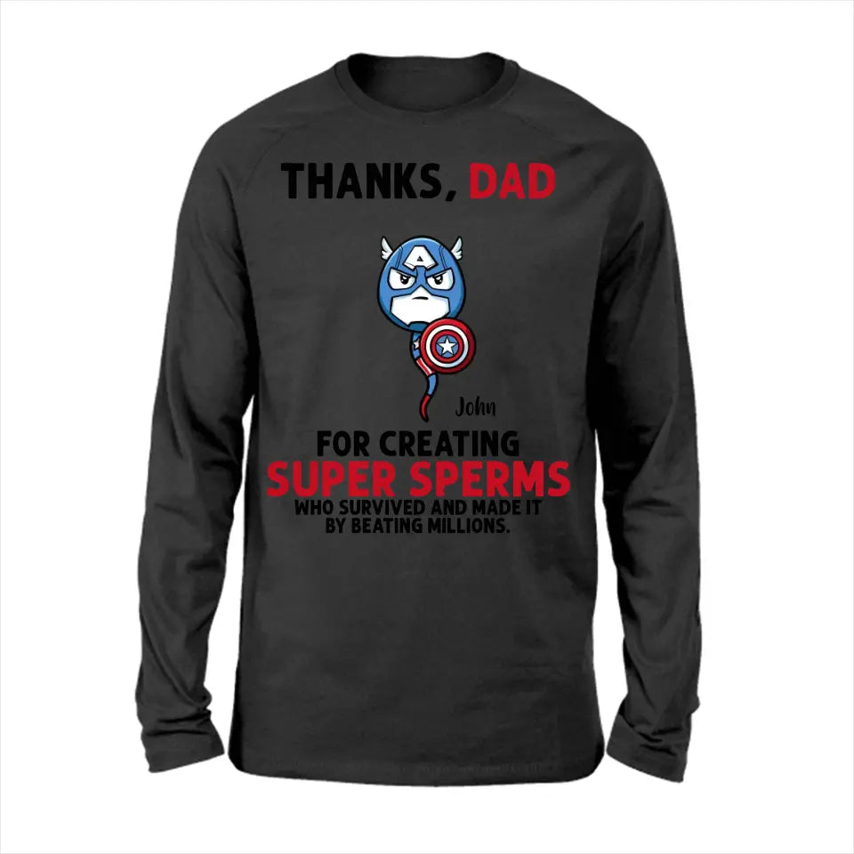 AV1- Thanks Dad Superheroes Personalized T Shirt, Gift For Father, Dad, Daddy, Father’s Day