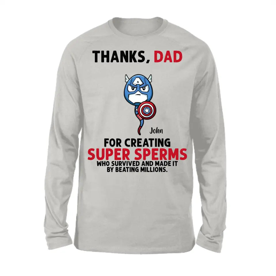 AV1- Thanks Dad Superheroes Personalized T Shirt, Gift For Father, Dad, Daddy, Father’s Day