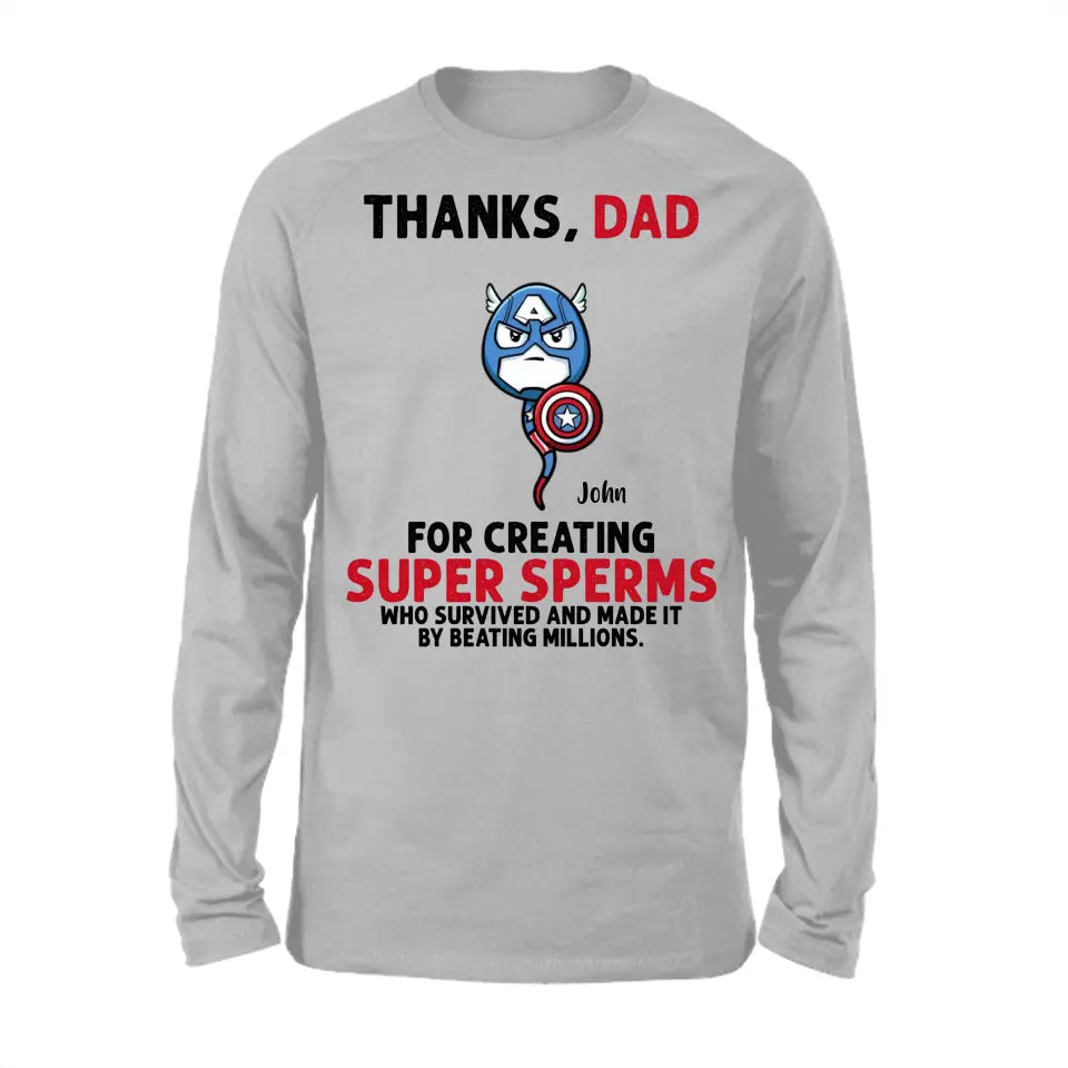 AV1- Thanks Dad Superheroes Personalized T Shirt, Gift For Father, Dad, Daddy, Father’s Day