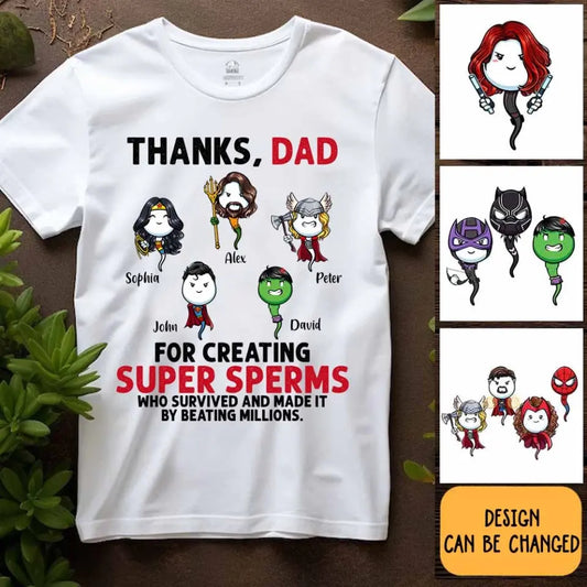 AV1- Thanks Dad Superheroes Personalized T Shirt, Gift For Father, Dad, Daddy, Father’s Day