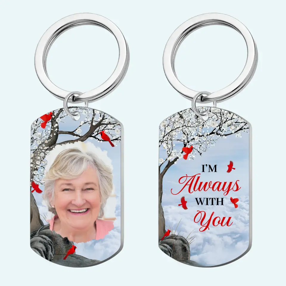 Custom Photo Carry You With Me Until I See You Again - Memorial Personalized Aluminum Keychain - Sympathy Gift For Family Members