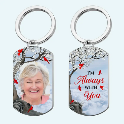 Custom Photo Carry You With Me Until I See You Again - Memorial Personalized Aluminum Keychain - Sympathy Gift For Family Members