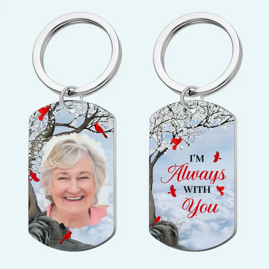 Custom Photo Carry You With Me Until I See You Again - Memorial Personalized Aluminum Keychain - Sympathy Gift For Mom, Dad... Family Members