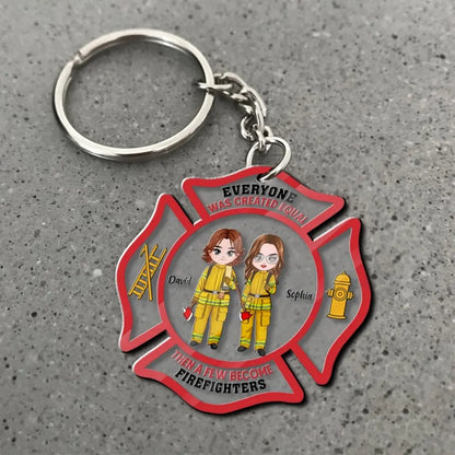 Everyone Was Created Equal, Personalized Firefighter Acrylic Keychain, Gift For Firefighters, Firefighters Co-Workers