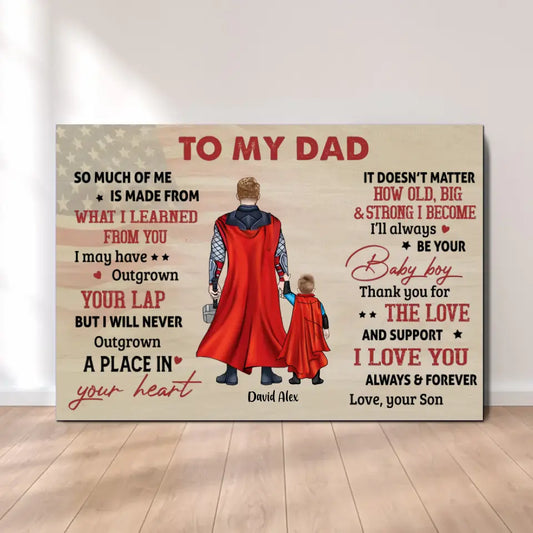 AV1- To my Dad - Personalized Canvas , Gift For Father, Dad, Daddy, Father’s Day,