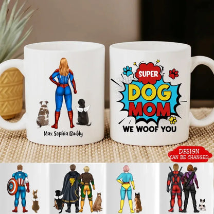 AV1- Super Dog Mom, Dad - Personalized Mug , Gift For Mom, Dad, Mother’s Day, Father's Day, Family