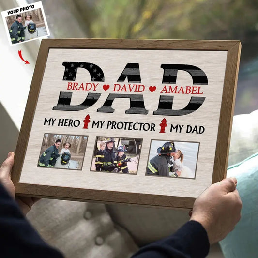 Best Dad Ever - Personalized Canvas, Poster - Gifts for Family, Dad, Father's Day, Firefighters