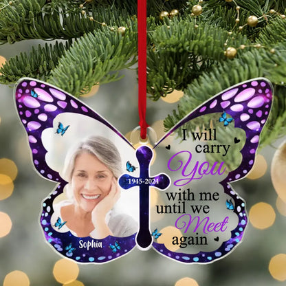I Am Always With You - Memorial Personalized Custom Butterfly Shaped Acrylic Keychain, Car ornament, Ornament, Mom, Dad, Mother's Day, Father's Day