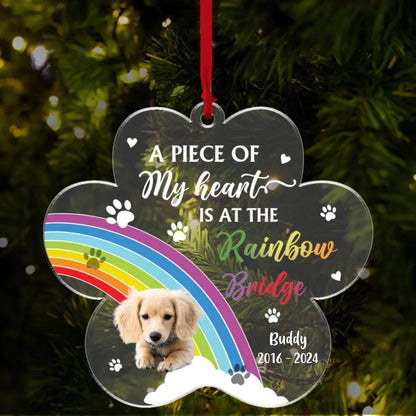 Custom Photo Dog Cat At The Rainbow Bridge - Christmas Keepsake, Memorial Gift For Pet Lovers - Personalized Custom Shaped Acrylic Keychain, Car ornament, Ornament