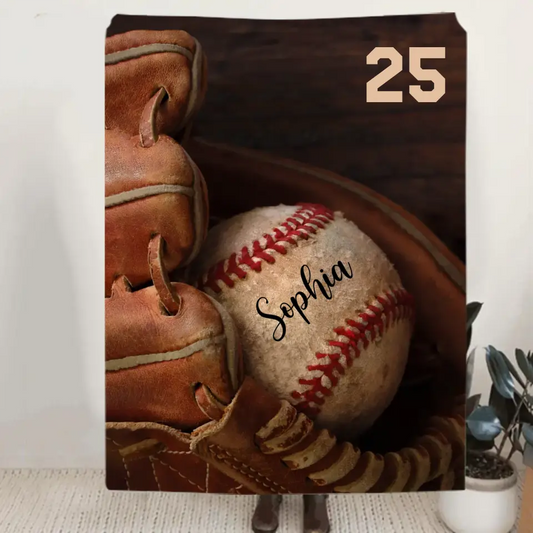 Sport Personalized Blanket, Gift For Baseball/Softball Players, Father, Dad, Daddy, Mom - Father’s Day, Mother's Day