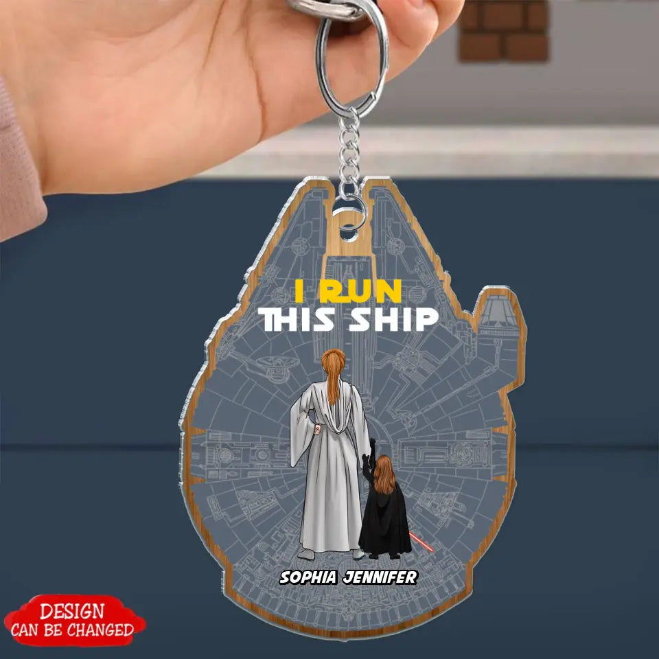 SW1- I Run This Ship - Personalized Acrylic Keychain, Car ornament, Ornament, Gift For Family, Father, Dad, Daddy, Mom - Father’s Day, Mother's Day