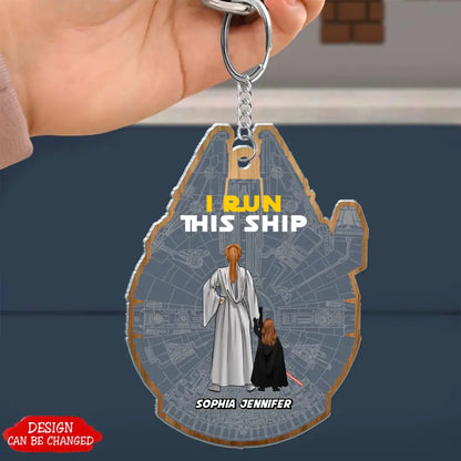 SW1- I Run This Ship - Personalized Acrylic Keychain, Car ornament, Ornament, Gift For Family, Father, Dad, Daddy, Mom - Father’s Day, Mother's Day