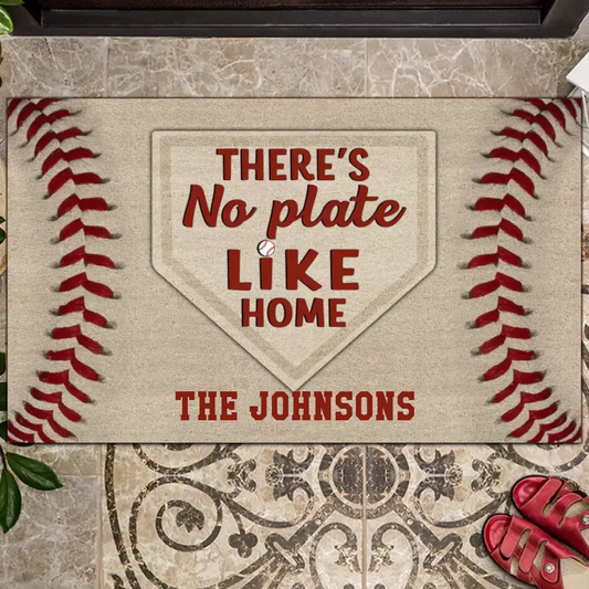 There's No Plate Like Home - Sport Personalized Doormat, Gift For Baseball/ Softball Players, Father, Dad, Daddy, Mom - Father’s Day, Mother's Day