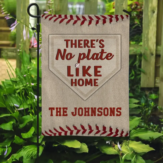 No Plate Like Home - Sport Personalized Flag Gift For Baseball Players, Father, Dad, Daddy, Mom - Father’s Day