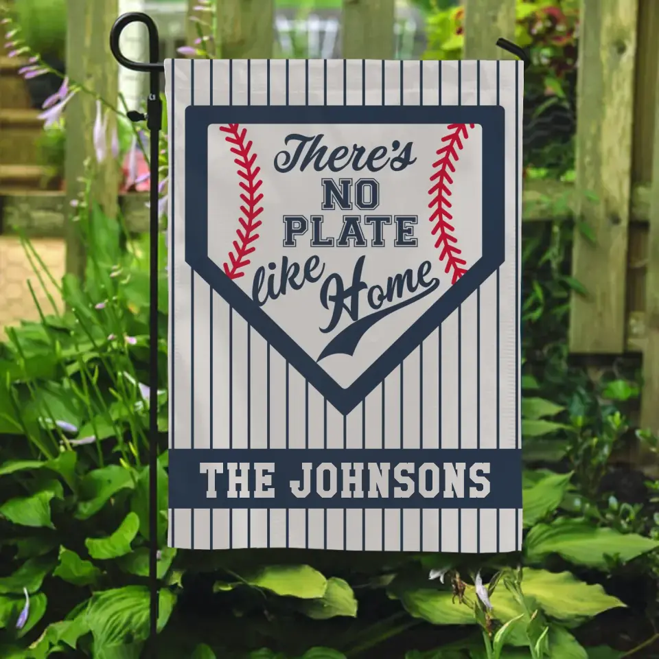 No Plate Like Home - Sport Personalized Flag Gift For Baseball Players, Father, Dad, Daddy, Mom - Father’s Day