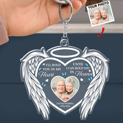 I'll hold you in my heart - Custom Shaped Acrylic Keychain, Car ornament, Ornament - Sympathy Gift For Family Members