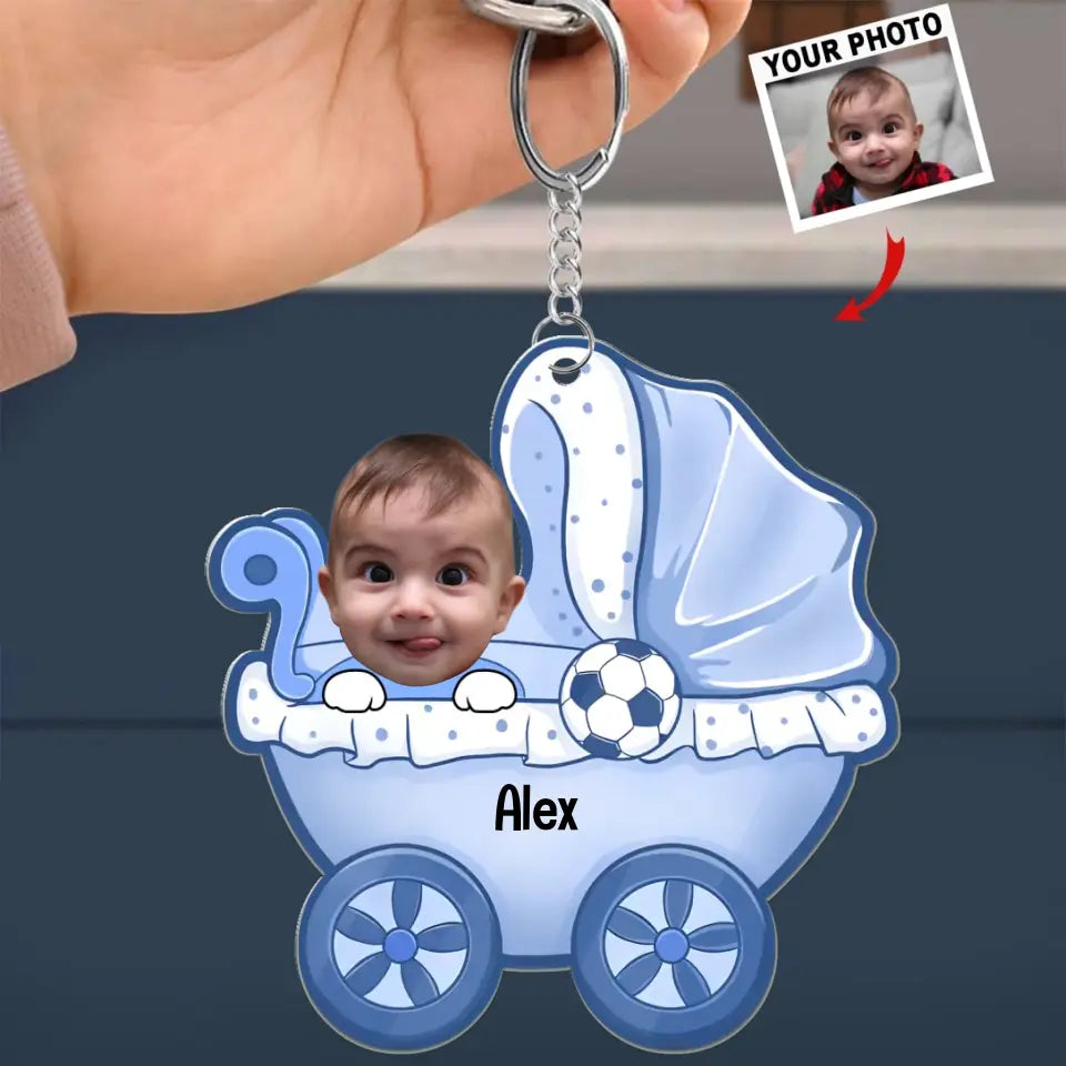 Custom Photo Daddy Mommy I Travel With You - Baby Custom Shaped Acrylic Keychain, Car ornament, Ornament - Gift For Family Members