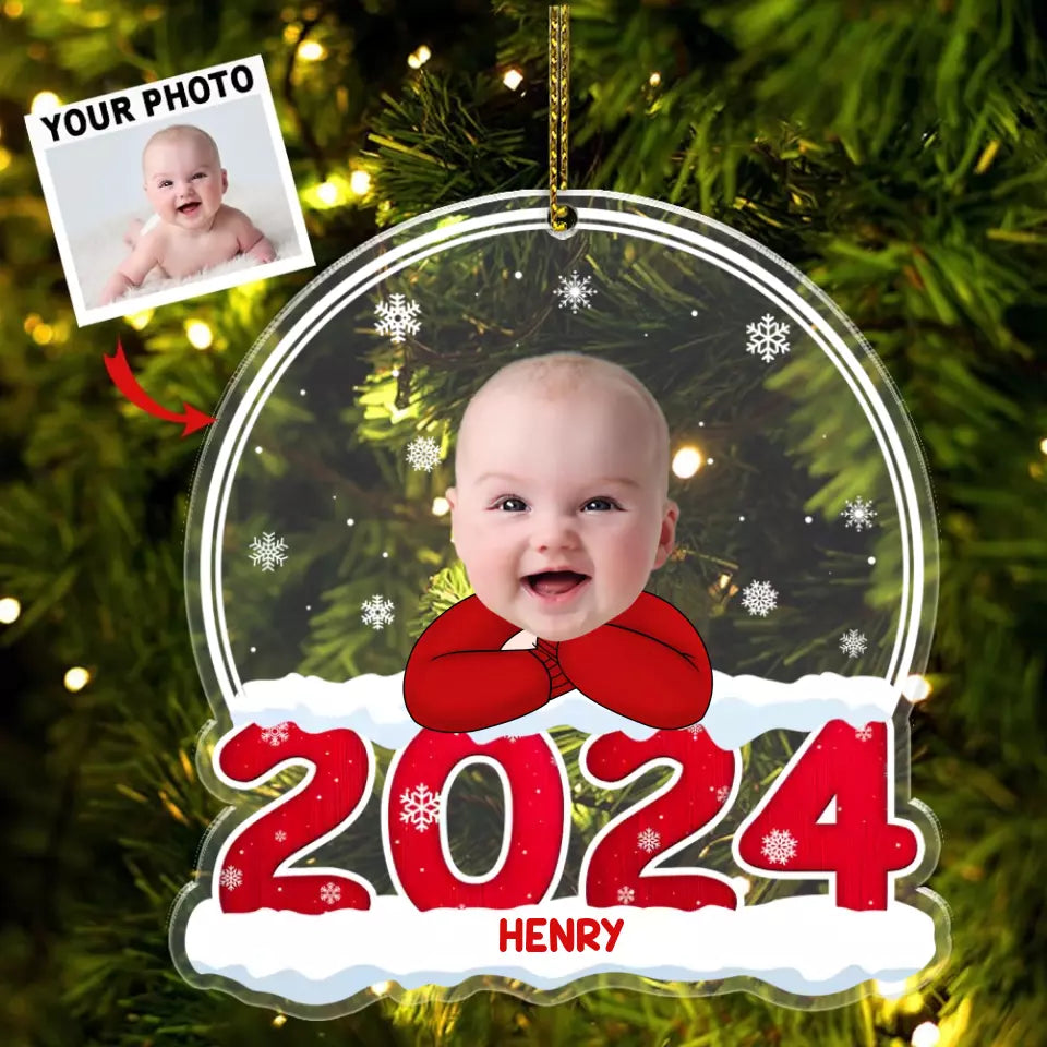 Custom Photo Best Present Ever - Family Personalized Custom Ornament - Acrylic Snow Globe Shaped - Christmas Gift For Baby Kids, Newborn Baby