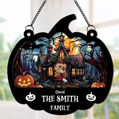 Happy Halloween Family - Personalized Window Hanging Suncatcher Ornament