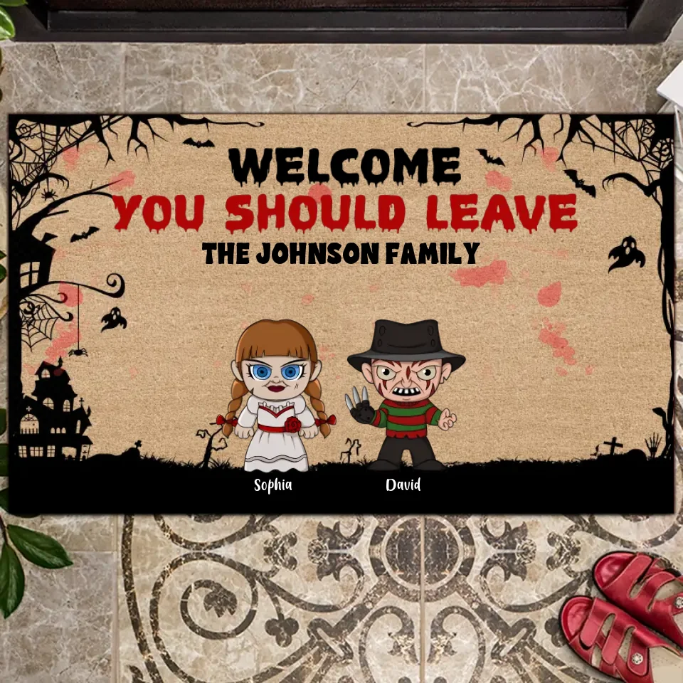 Welcome, You Should Leave, Gift For Family, Personalized Doormat, Halloween Gifts For Family,