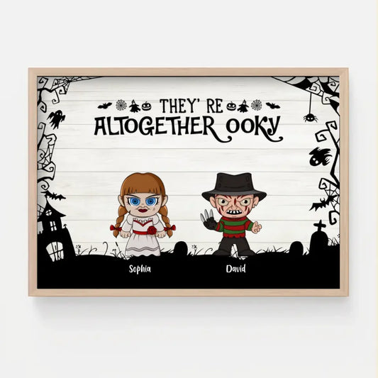 They're All Together Ooky Personalized Family Canvas, Halloween Gift