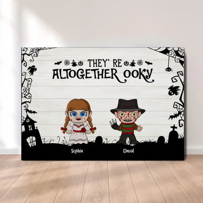 They're All Together Ooky Personalized Family Canvas, Halloween Gift