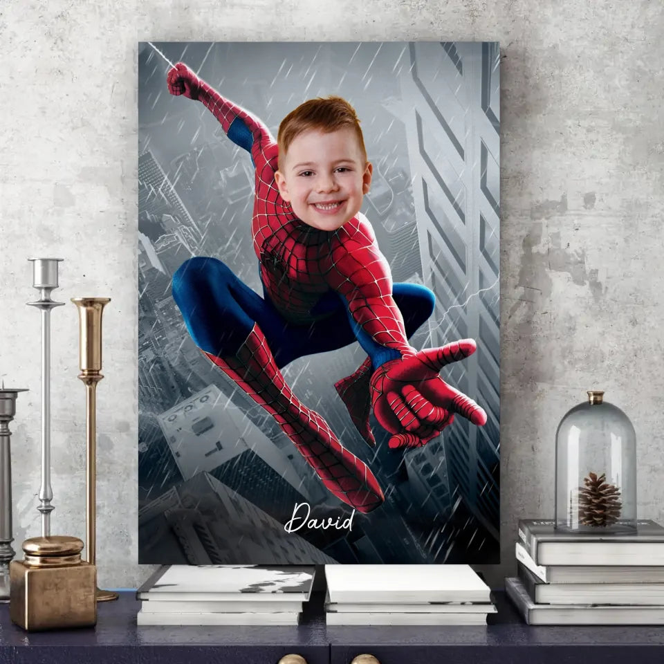 AV1- Spider man - Personalized Canvas, Poster Custom Photo Upload - Gift For Kid