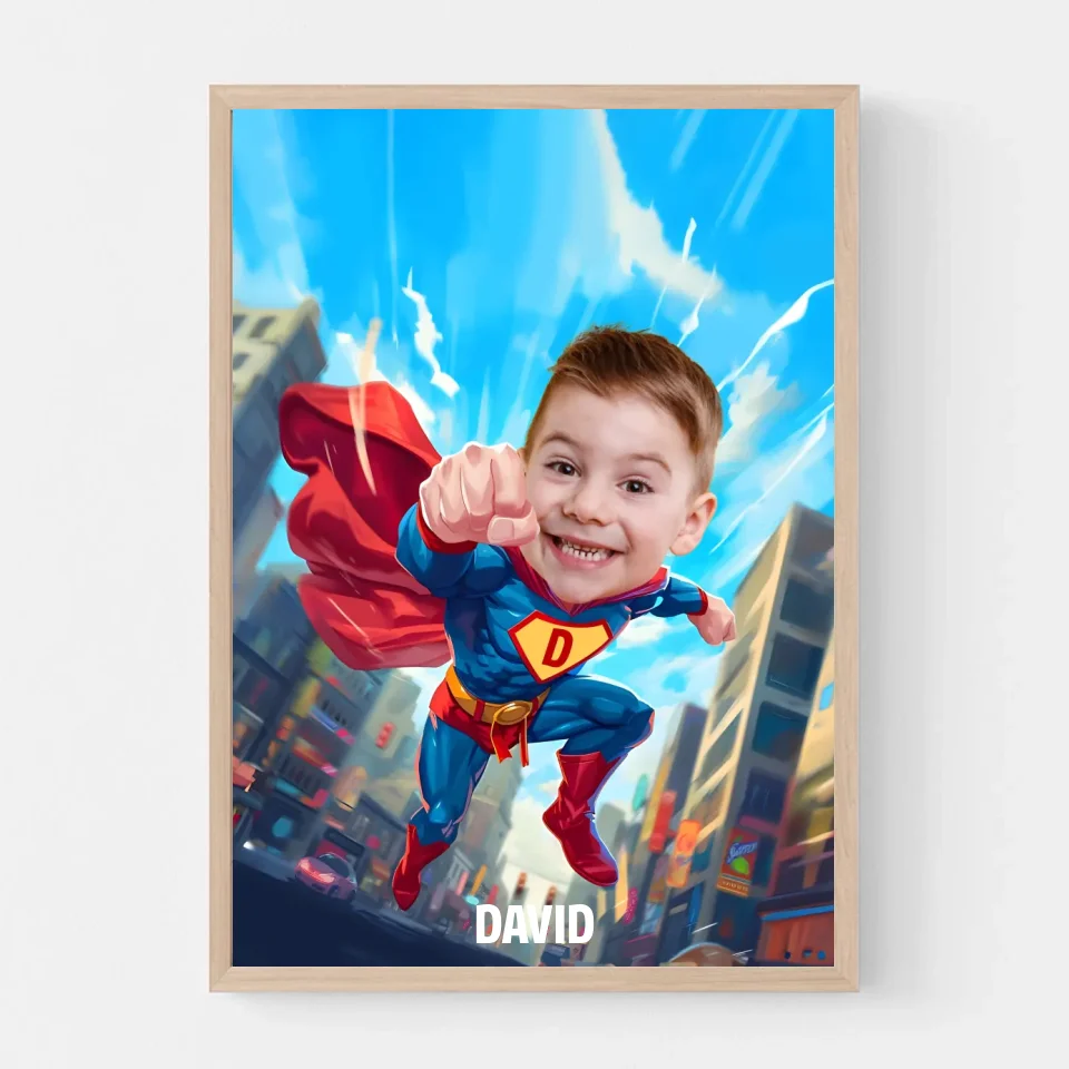 AV1- Superman - Personalized Canvas, Poster , Blanket Custom Photo Upload - Gift For Kid