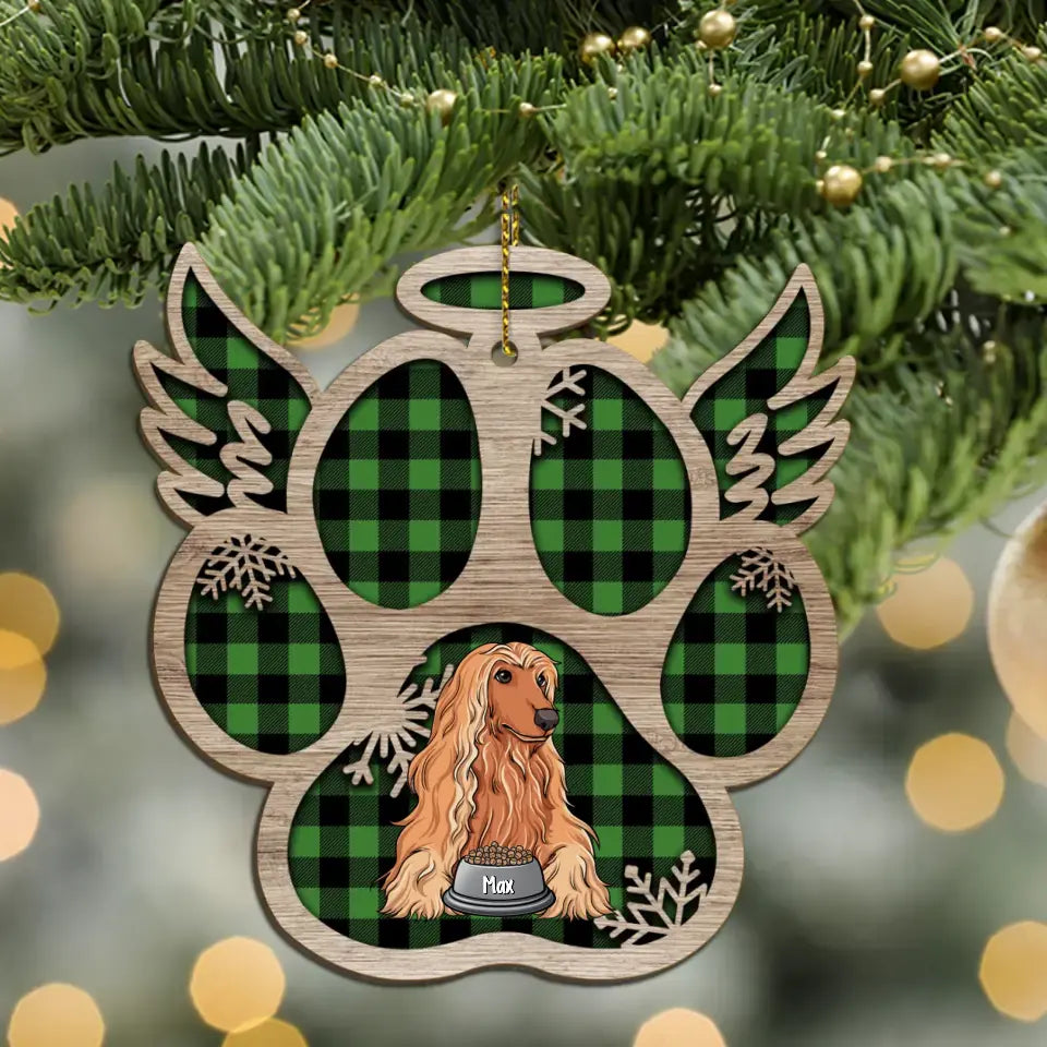 Angel Wings For Our Beloved Pets - Pet Personalized Custom Ornament - Wood Paw Shaped - Christmas Gift For Pet Owners, Pet Lovers