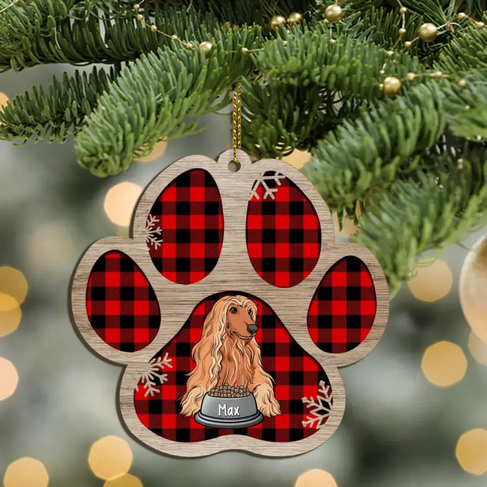 Happy Pawlidays - Pet Personalized Custom Ornament - Wood Paw Shaped - Christmas Gift For Pet Owners, Pet Lovers