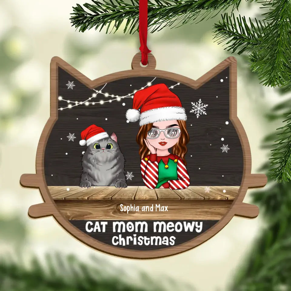 Pet Personalized Custom Ornament - Gift For Gift For Cat Lover - Meowy Christmas